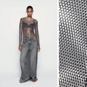 Zara Mesh Rhinestone Maxi Dress (Size L)